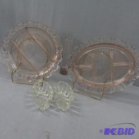 lot 82 image: Pink Depression Glass