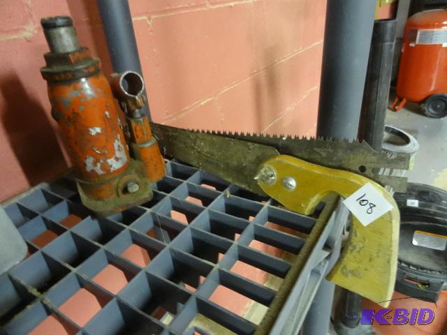 lot 108 image: Hydraulic Jack. Hand Saw with 2 Blades...