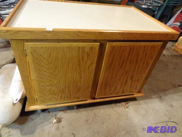 lot 12 image: TV Cabinet on Wheels. Nice shape Underneath S...