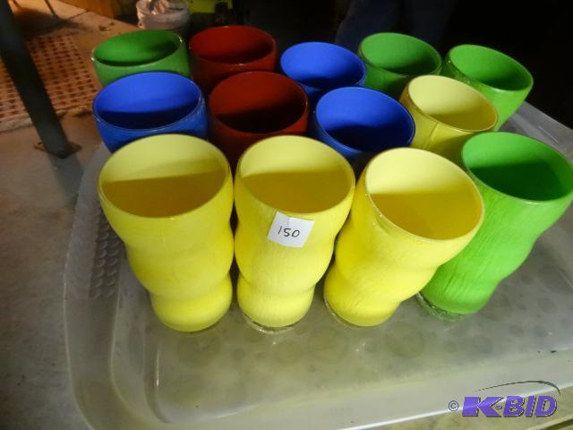 lot 150 image: 13 Plastic Colored Drink Glasses...