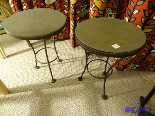 lot 169 image: 2 Matching Metal Framed Patio Tables...