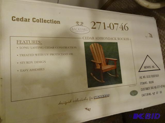 lot 191 image: Cedar Adirondack Rocker. 271-0746 New...