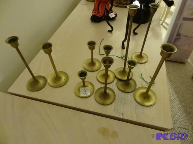 lot 205 image: 10 Brass Candle Sticks...