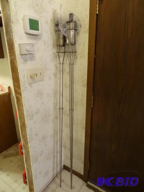 lot 247 image: 2 tiki Torch Stainless Lanterns...