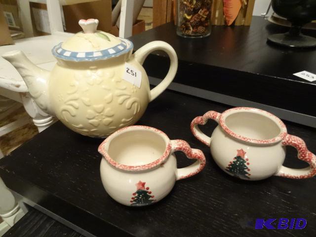 lot 251 image: Tea Pot. Cream and Sugar Server...