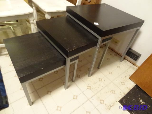 lot 253 image: 3 Nesting Tables Metal Frame...