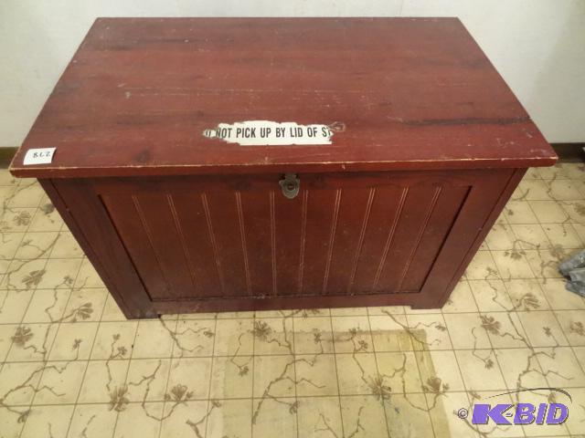 lot 278 image: Wood Box Used for dog Food. 26 X 16 X 16...