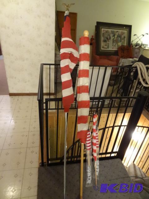 lot 289 image: 2 American Flags. Flag Holder. 8 X 12 Us Flag...