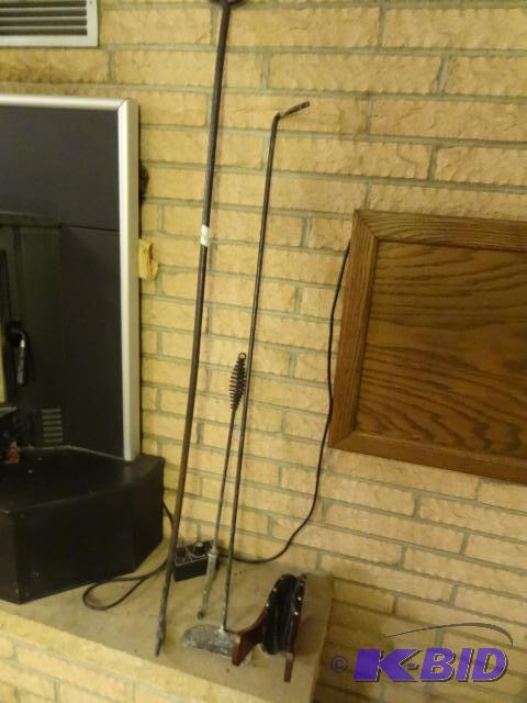 lot 302 image: Bellow. 2 Fire Place Pokers. Fire Place Rake...