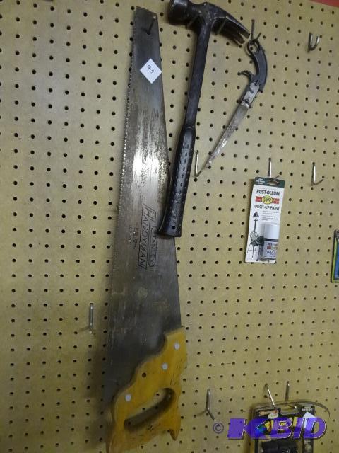 lot 90 image: 2 Saws and Claw Hammer...