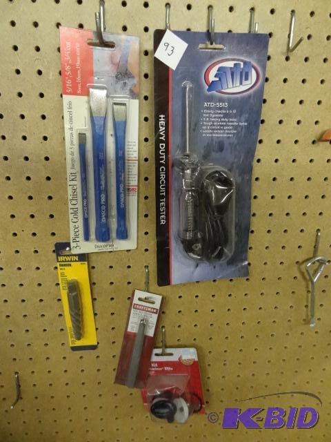 lot 93 image: Circuit Tester. Chisels. Screw Extractors...