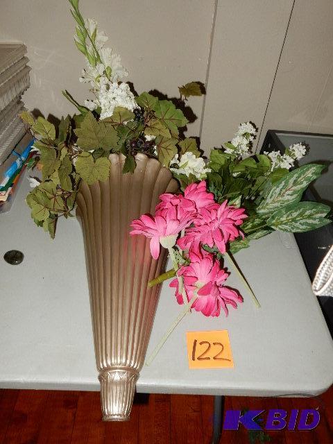 lot 122 image: Flower planter sconce, and artificial flowers