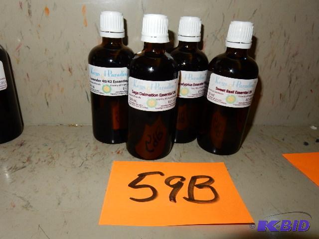 lot 59B image: Sweet Basil, Lemon Eucalyptus, Sage Dalmation, Lavender 4042 Ess. Oils