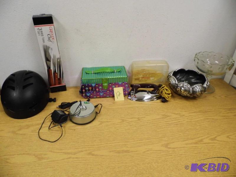 Vintage Travel Iron with Misc
