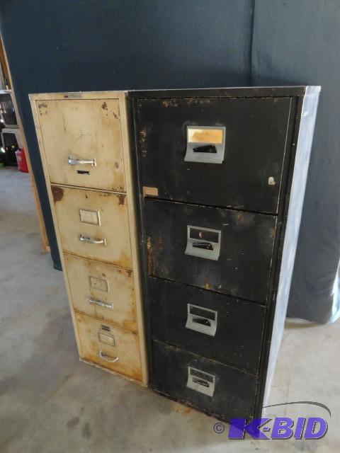 lot 155 image: Pair of Fire-Proof cement filled file cabinet...