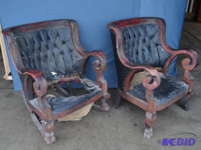 lot 198 image: Two early large arm chairs, one rocking, fanc...
