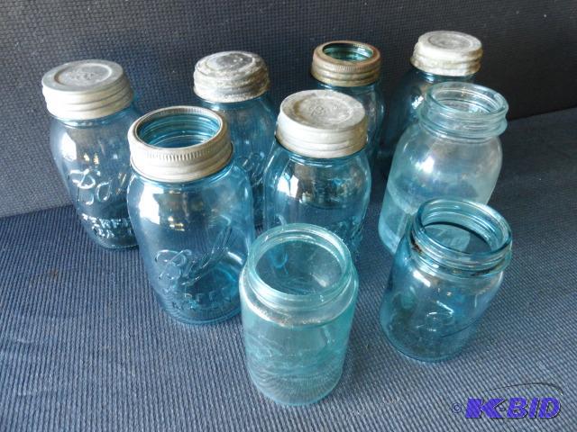 lot 228 image: Ball blue jars with lids, 9 total...