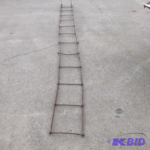 lot 3 image: Antique barn ladder, steel, 14 long, 12"...