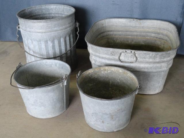 lot 47 image: Early Wash tub and buckets...