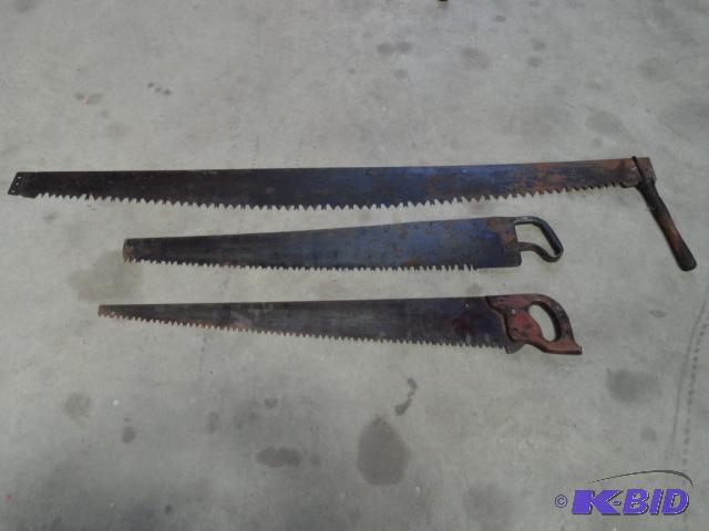 lot 69 image: Hand saws, 46", 47" and 72"...