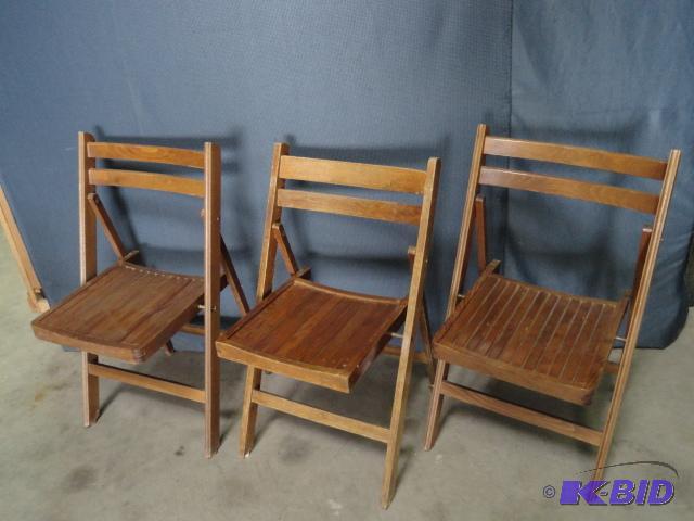 lot 81 image: Three wood folding chairs, Made in Rumania...