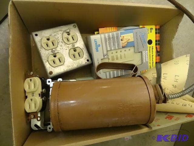 lot 201 image: Misc Electrical Supplies. Oil Can. Sand Paper...