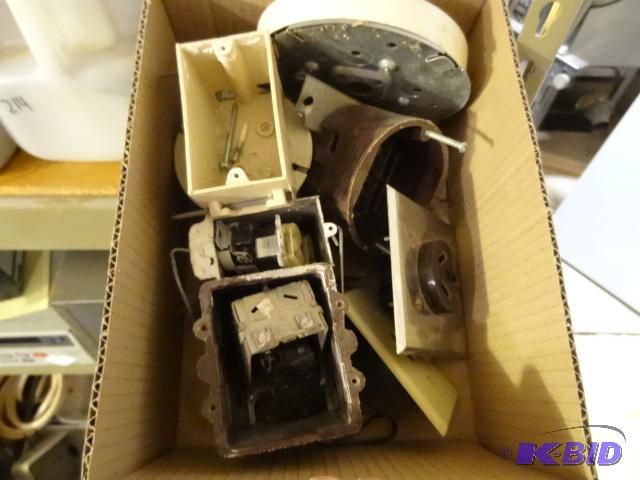 lot 213 image: Misc Electrical Supplies. Oil Can. Sand Paper...