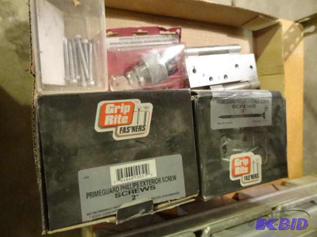 lot 235 image: Misc Screws Starter Switch. Heavy Duty Hinges...