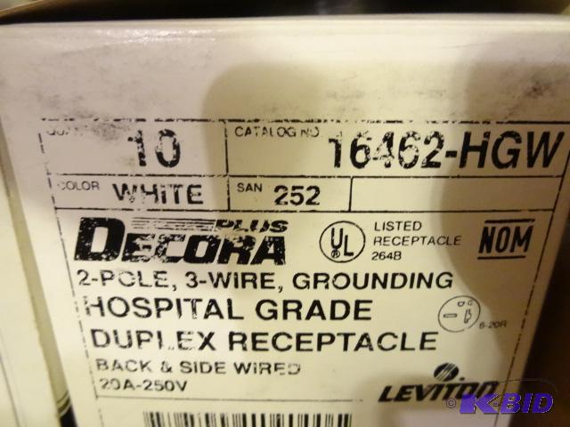 lot 243 image: Leviton 16362-IG Outlets Qty 10, Leviton 1636...