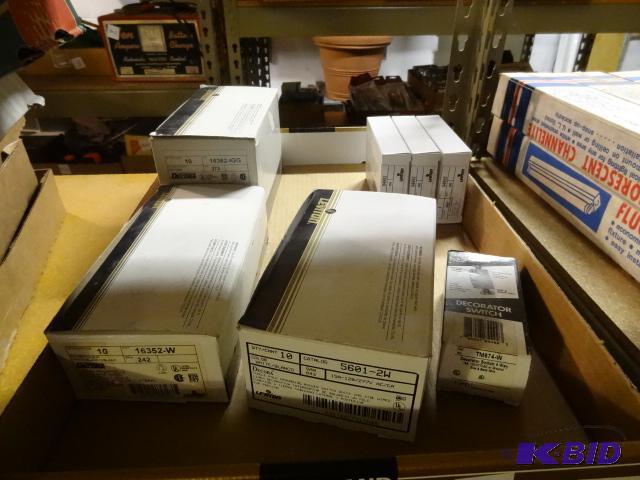 lot 244 image: Leviton 5601-2W Switches Qty 8, Leviton 16352...