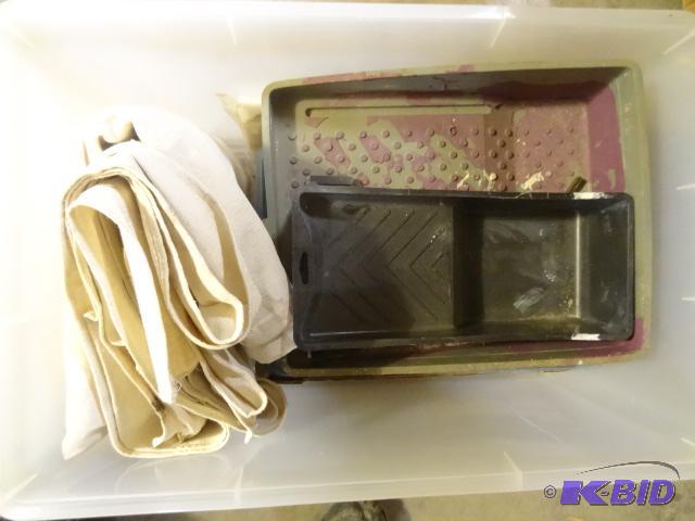 lot 271 image: Painters Tarp, Paint Trays, Sheet Rock and Pa...