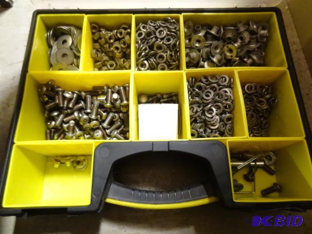 lot 323 image: Standly Hardware Bin with Misc washers and Bo...