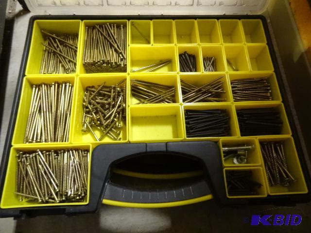 lot 324 image: Stanley Hardware Bin with Misc Screws...