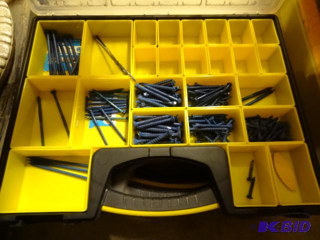 lot 325 image: Stanley Hardware Bin with Misc Tap Coos...