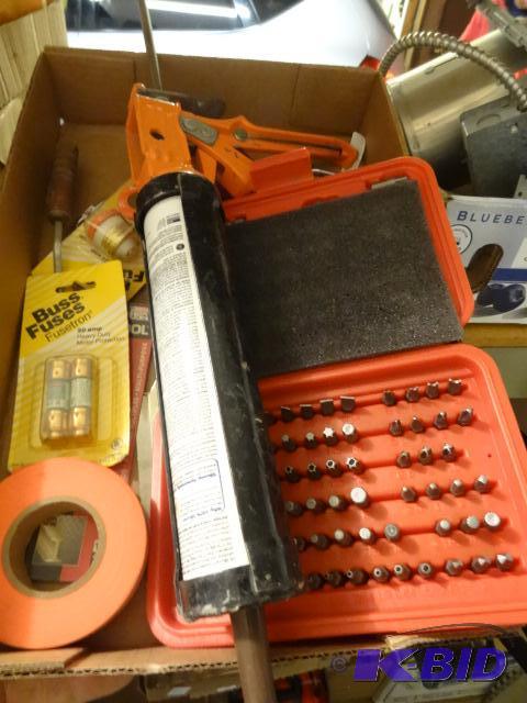 lot 336 image: Caulking Gun, bit Set, Fuses and More...