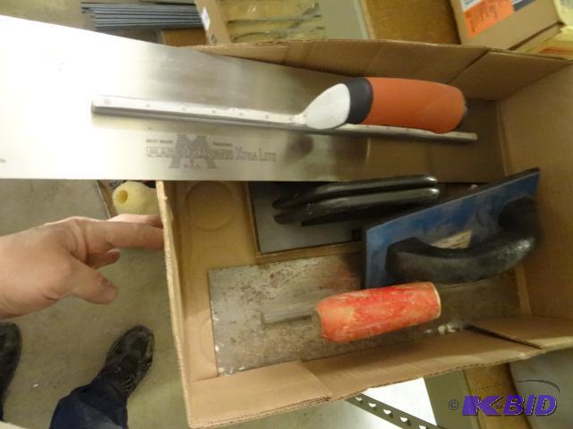 lot 343 image: 2 Cement Trowels. Grout Float, Hand Sander...
