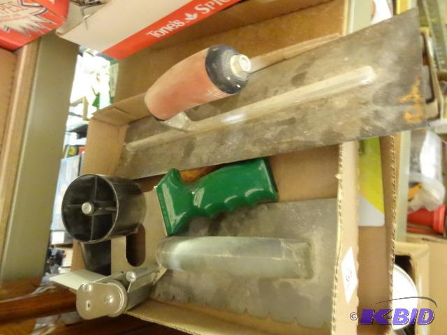 lot 366 image: Rubber Hammer. Cement Trowels, Tape Dispenser...