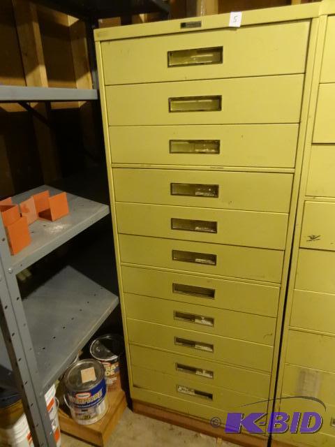 lot 5 image: 11 Drawer Metal Parts Cabinet. Comes with loc...