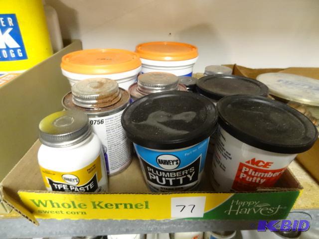 lot 77 image: Misc Plumbing Sealers and Putty. Elmers Exter...