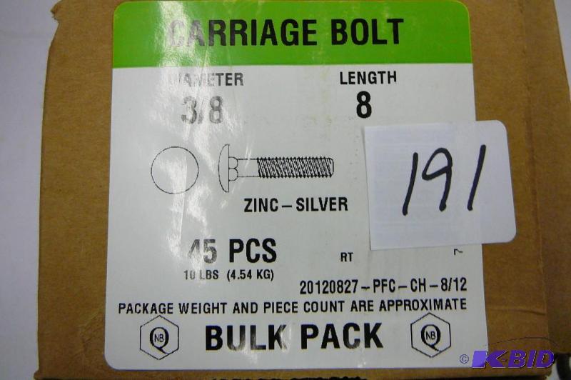10 lbs 38 x 8 Carriage Bolts...