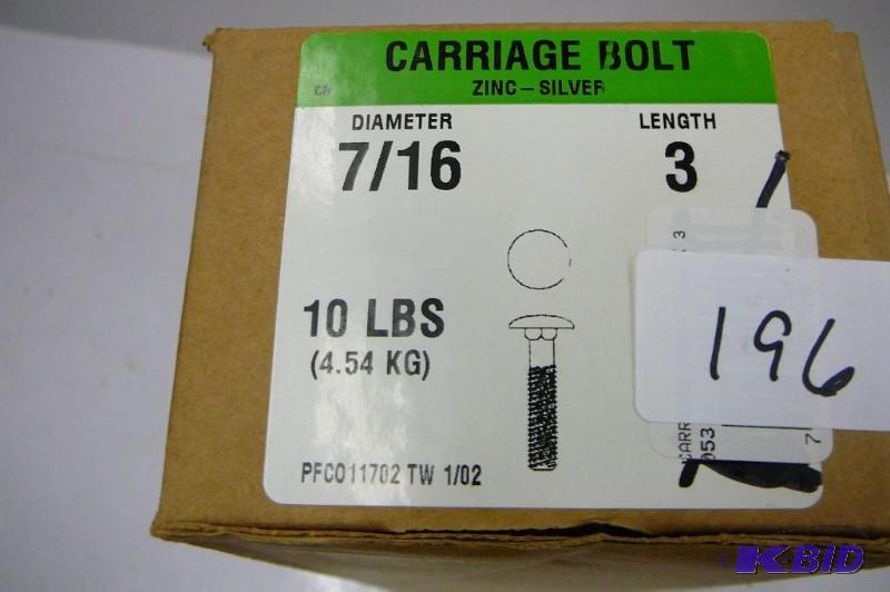 10 lbs 716 x 3 Carriage Bolts...