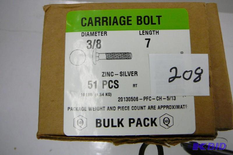 10 lbs 38 x 7 Carriage Bolts...