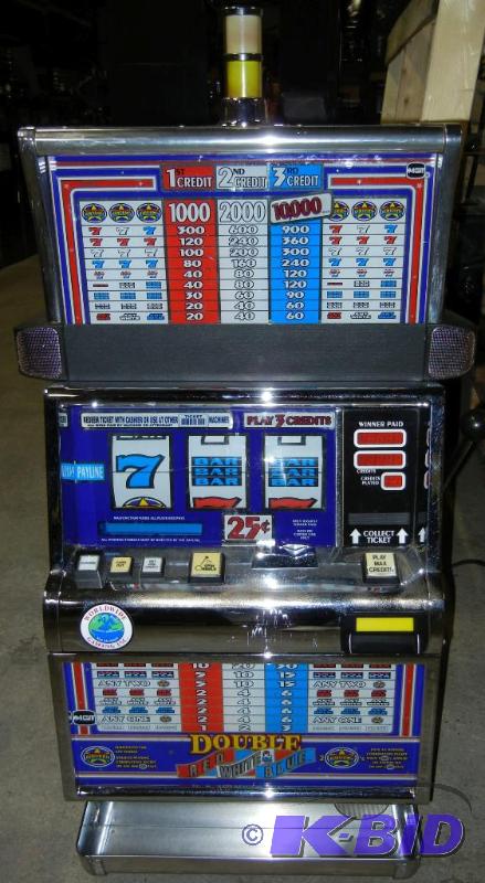 lot 1012 image: IGT S-2000 DOUBLE RED WHITE & BLUE UPRIGHT REEL SLOT MACHINE