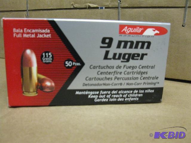 9mm Aguila Ammo, 115 gr, 50 count box...