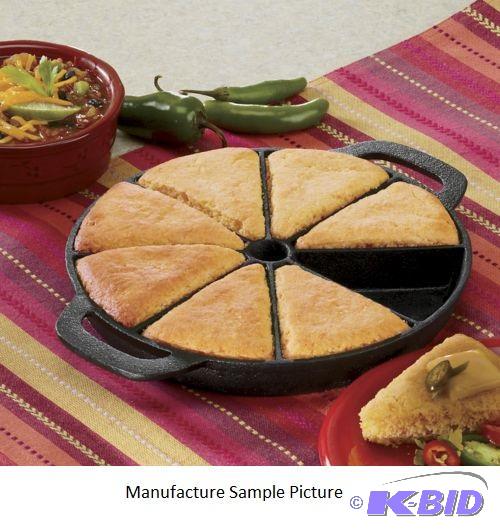 lot 100 image: Cast Iron Cornbread Pan - 8 12" diamete...