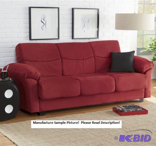 lot 203 image: RED Super Plush Convertible CouchBed - When ...
