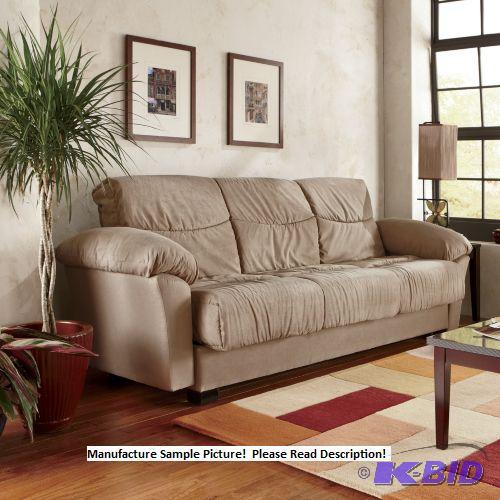 lot 204 image: TAN Super Plush Convertible CouchBed - When ...