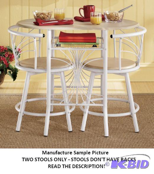 lot 28 image: White Bistro Stools - NO BACKS TO THE STOOLS ...