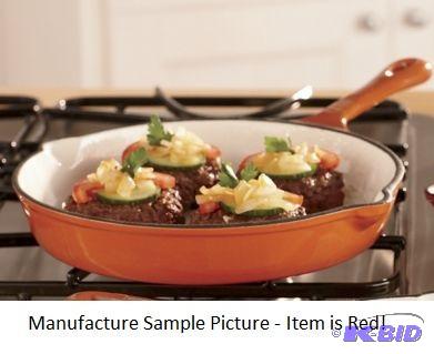 lot 66 image: Red Enamel 10" Fry Pan -&nbspEnameled C...