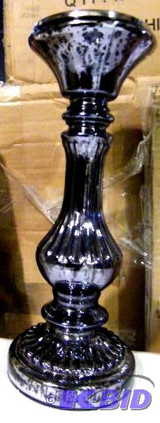 lot 72 image: Silver Finish Candle Pillar - 12" tall -...